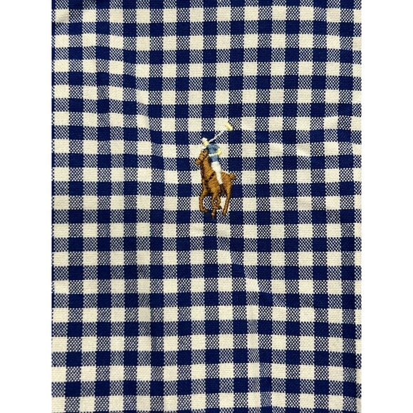 Ralph Lauren Blue & White Gingham Classic Fit Button Down Men's Shirt Large - Picture 3 of 8